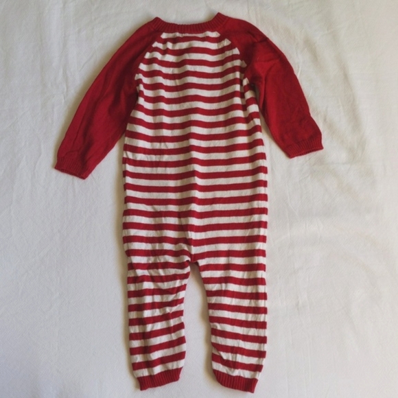 cherokee red & white striped cotton knit sweater jumpsuit 9 months baby unisex - Picture 6 of 6